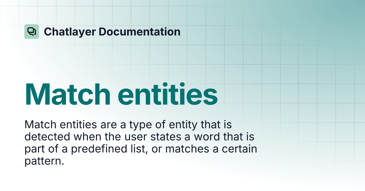 Match entities | Chatlayer Documentation